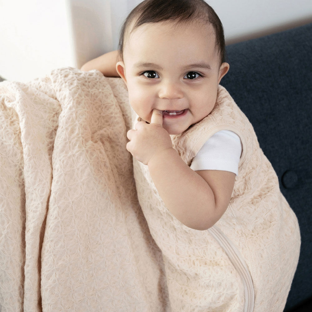 Perlimpinpin-Waffle muslin sleep bag 1.0 TOG-Curry-18-36m