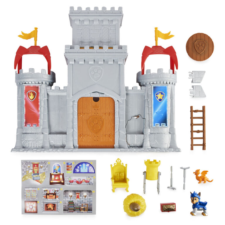 PAW Patrol, Rescue Knights Castle HQ Transforming 11-Piece Playset with Chase and Mini Dragon Draco Action Figures