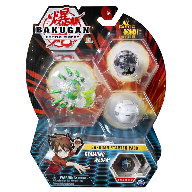 Bakugan Starter Pack 3-Pack, Diamond Webam, Collectible Action Figures