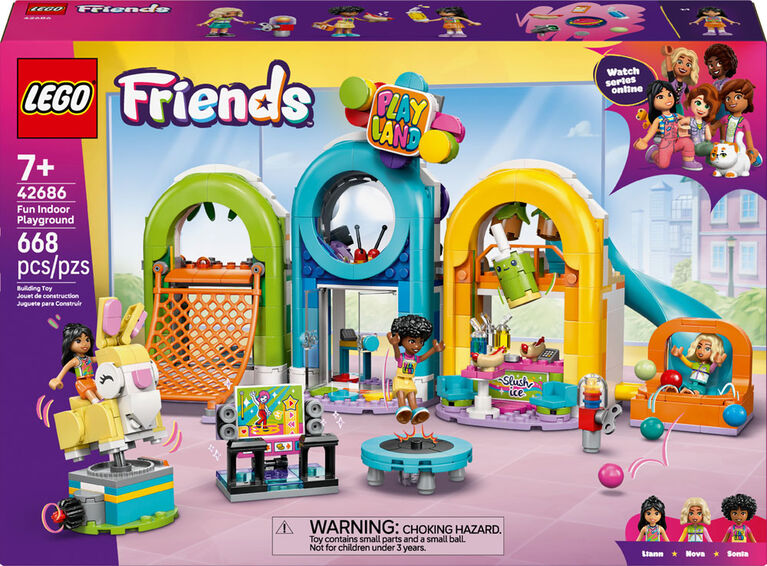 LEGO Friends L'Aire de Jeux Int&eacute;rieure Amusante - Ensemble de Jeu de Simulation - Avec 3 Minipoup&eacute;es, un Man&egrave;ge Lapin, une Piscine &agrave; Balles - 42686