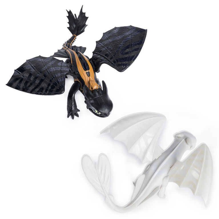 How To Train Your Dragon - Toothless and Lightfury Dragons and Viking Figure with Crystal Accessory - R Exclusive