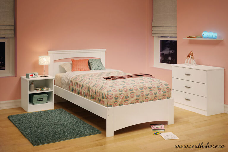 Libra Complete Bed with Headboard- Pure White