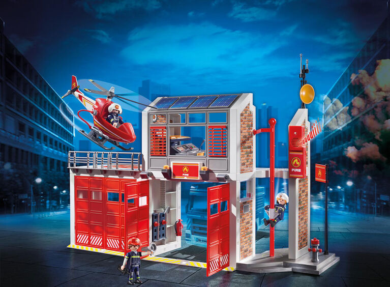 Playmobil - Caserne de pompiers avec hélicoptère