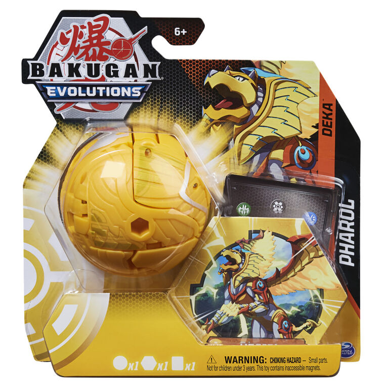 Bakugan Evolutions Deka, Pharol (or), Figurine Jumbo articulée transformable et carte à collectionner