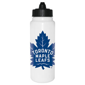 NHL Toronto Maple Leafs 1L white Tallboy water bottle with black membrane lid