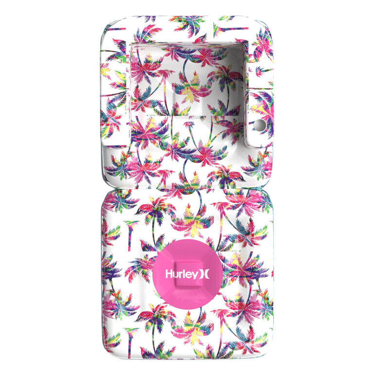 Hurley 2-In-1 Inflatable Pool Float Lounger, Pink Palm Tree Design