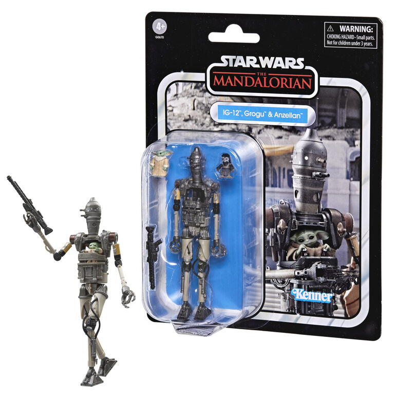 Star Wars The Vintage Collection IG-12, Grogu & Anzellan, Deluxe Star Wars: The Mandalorian 3.75 Inch Action Figure Set