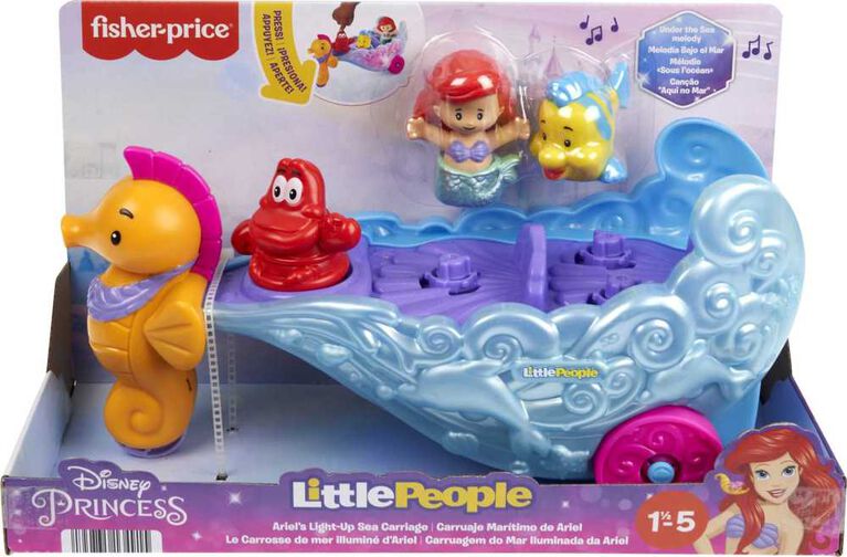 Disney Princess Ariel's Light-Up Sea Carriage Fisher-Price Little People Musical Vehicle for Toddlers