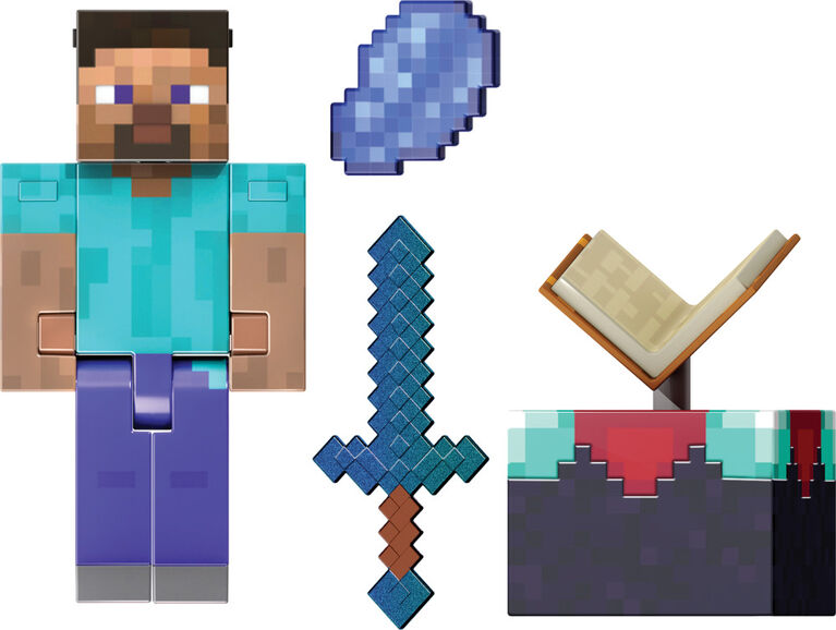 Minecraft-Steve Diamond Level-Figurine articulée 14 cm et accessoires