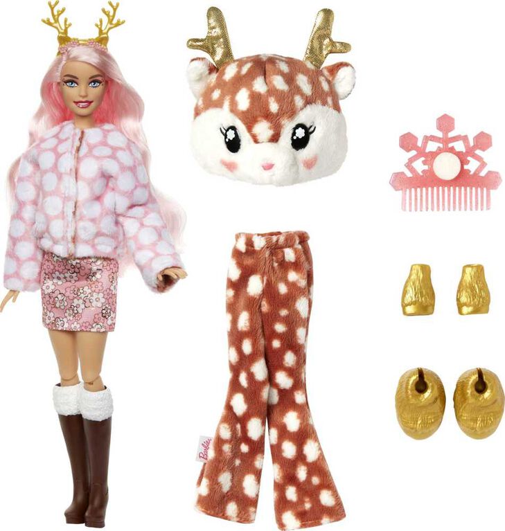Barbie Doll Cutie Reveal Deer Plush Costume Doll with Pet, Color Change