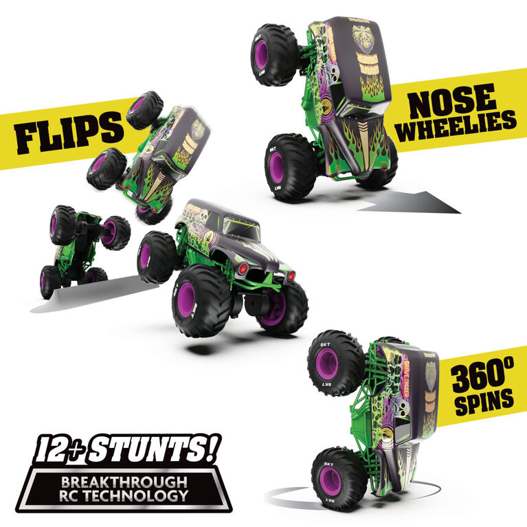 Monster Jam, Official Grave Digger Freestyle Force, Remote Control Car, 1:15 Scale