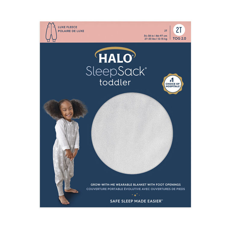 HALO SleepSack Toddler - Luxe Fleece - Grey  - 2T