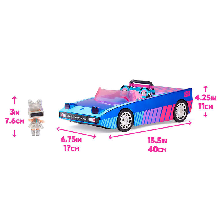 Voiture LOL Surprise Dance Machine avec poupée exclusive, piscine surprise et piste de danse, lampe à lumière noire magique et multicolore