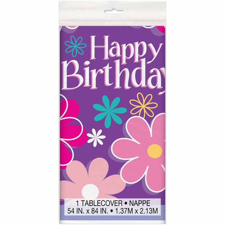 Birthday Blossoms Nappe en Plastique 54" x 84" - Édition anglaise