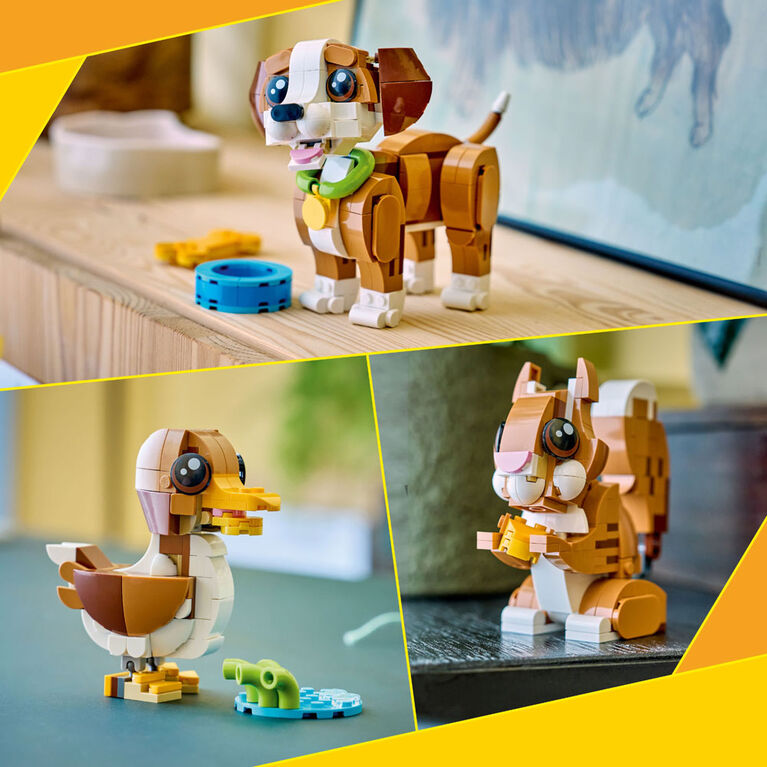 LEGO Creator 3 in 1 Cute Animals: Playful Puppy Dog Building Toy for Girls & Boys, Ages 8+ - 31382