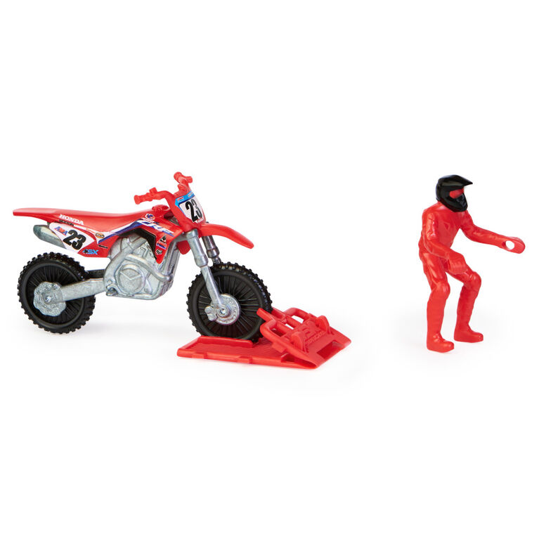 Supercross, Authentic 5-Pack of 1:24 Scale Die-Cast Motorcycles with Rider  Figure, Toy Moto Bike for Kids and Collectors Ages 3 and up, Small