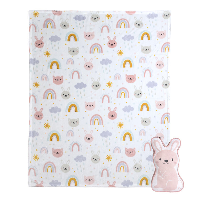 Bunny Plush Throw and Pillow Set