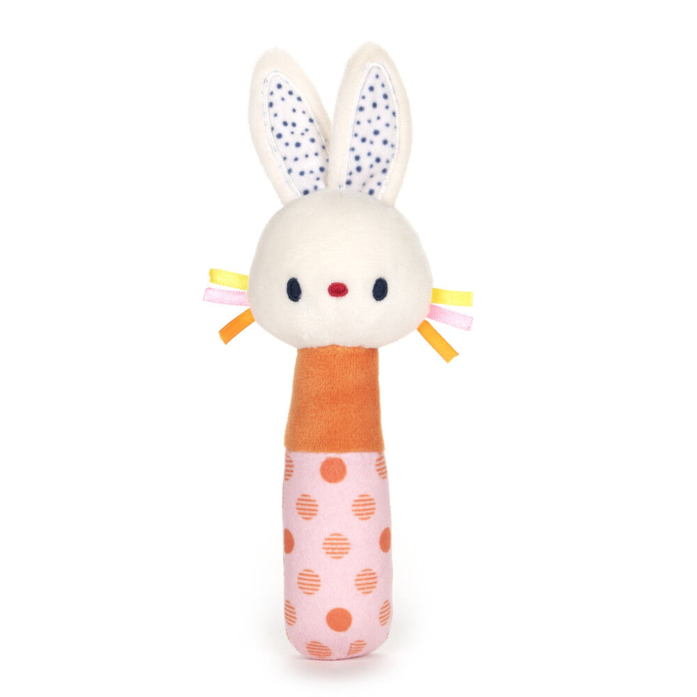 Baby GUND Tinkle Crinkle Bunny Stick Rattle, Sensory Stimulating Plush Baby Rattle, 5.5"