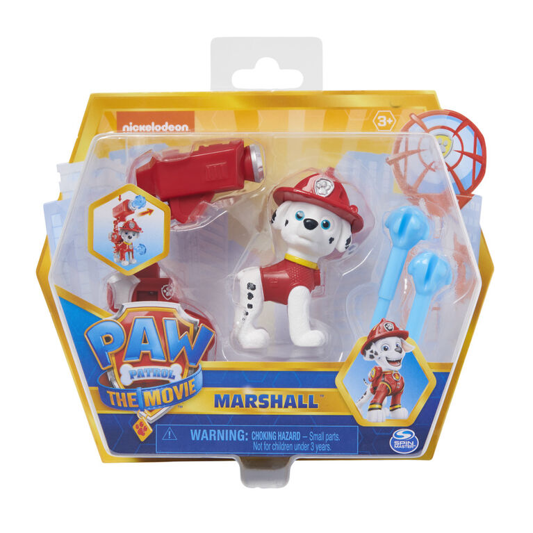 PAW Patrol, Movie Collectible Marshall Action Figure with Clip-on Backpack and 2 Projectiles