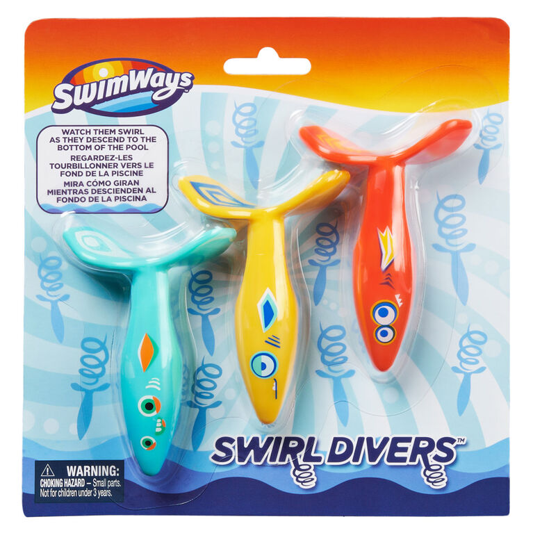 SwimWays Swirl Divers Kinderspielzeuge (3er-Set), Schwimmbadzubehör und Poolparty-Zubehör, Pool-Tauchspielzeug für Kinder