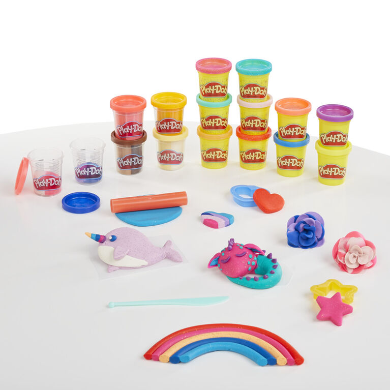 Play-Doh Sparkle and Scents Variety Pack of 16 Cans of Modeling Compound and 4 Tools, Non-Toxic