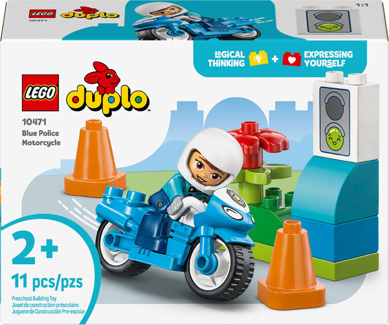 LEGO DUPLO Ma Ville La Moto de Police Bleue, Ensemble de Jeu, Jouet d'Apprentissage des V&eacute;hicules pour les Tout-Petits 10471