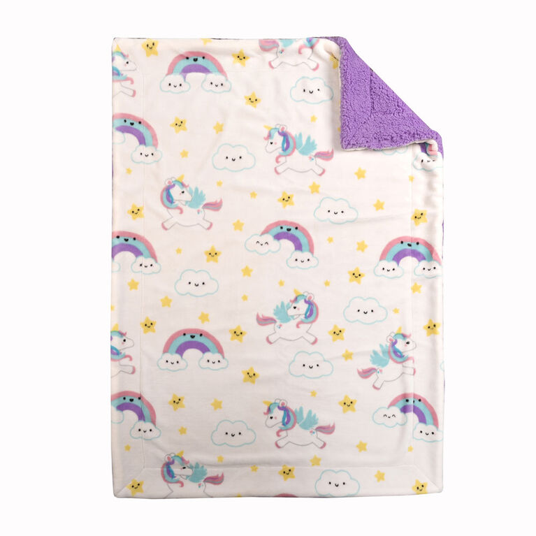 Baby's First By Nemcor Ultimate Sherpa Baby Blanket- Unicorn Design