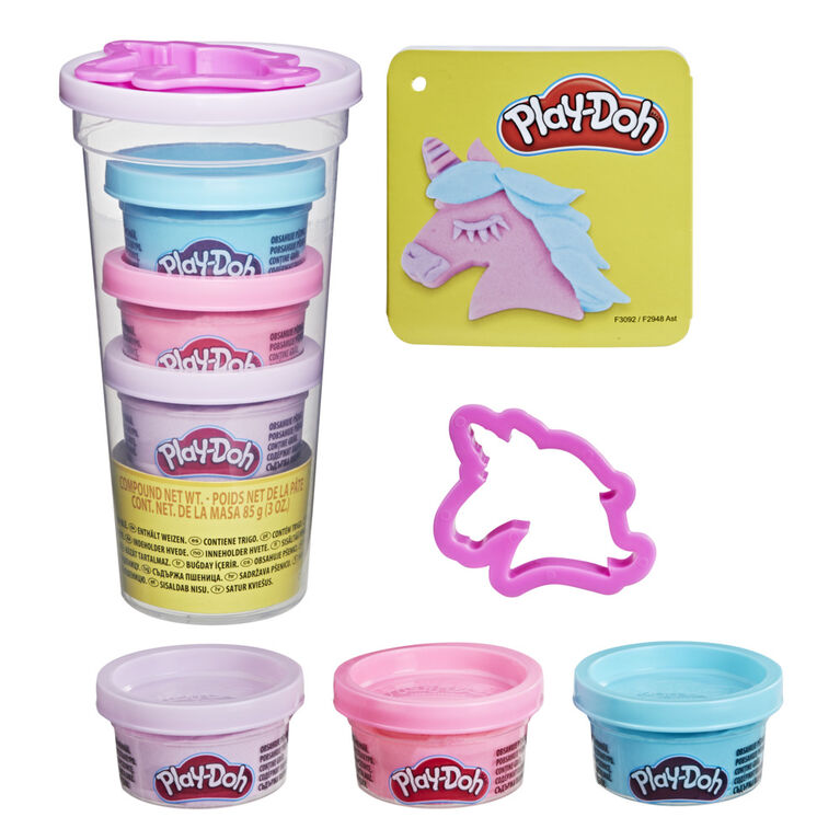 Play-Doh Tampons et couleurs transportables, pack Licorne avec 3 couleurs et rangement - Notre exclusivité