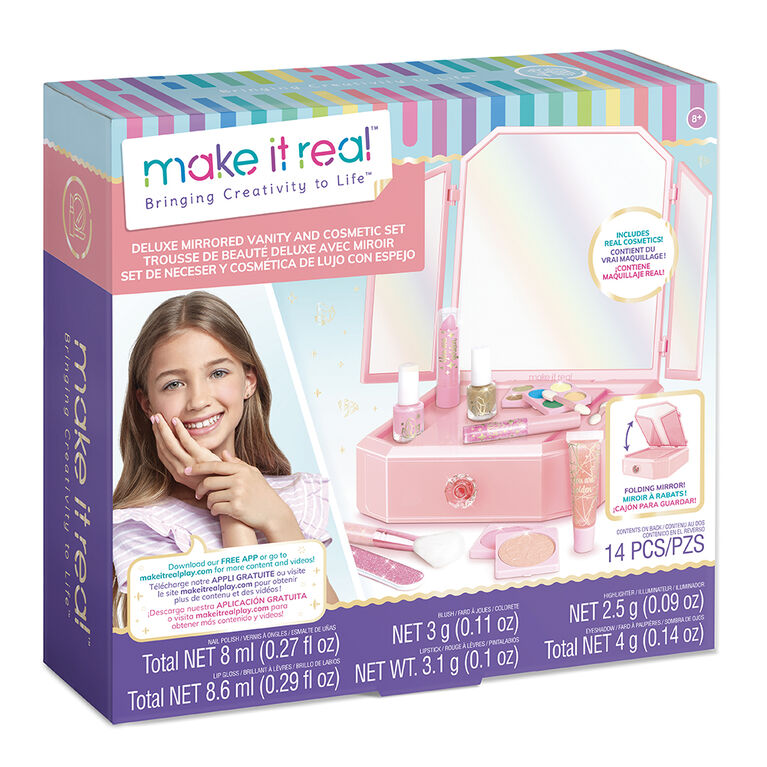 Make It Real Mirrored Vanity and Cosmetic Makeup Set