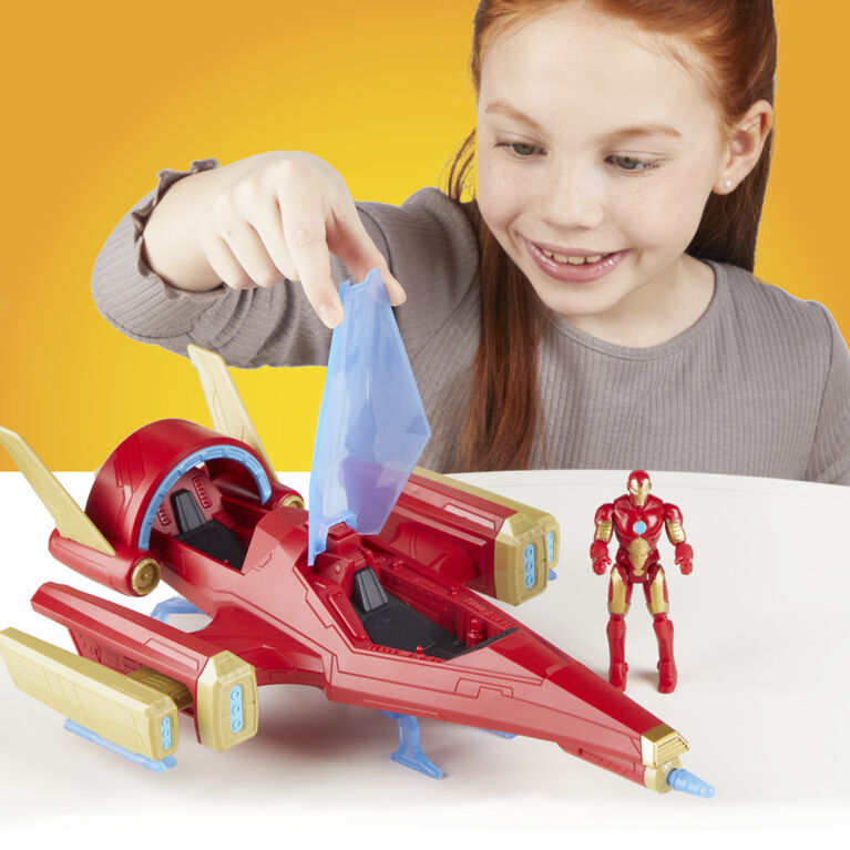 Avengers Epic Hero Series Iron Man Repulsor Blast Battle Jet 4 Inch Iron-Man Action Figure 2-Pack & Gear