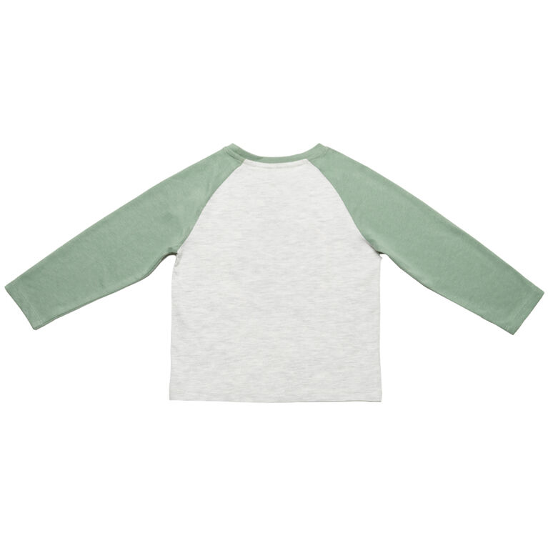 Jurassic Park - T-shirt ras du cou à manches longues raglan - blanc cassé chiné et vert - Taille 3T - Exclusivité Toys "R" Us