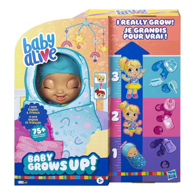 Baby Alive, Baby Grows Up  - Happy Hope, poupée de bébé qui croît et parle, avec accessoires mystères