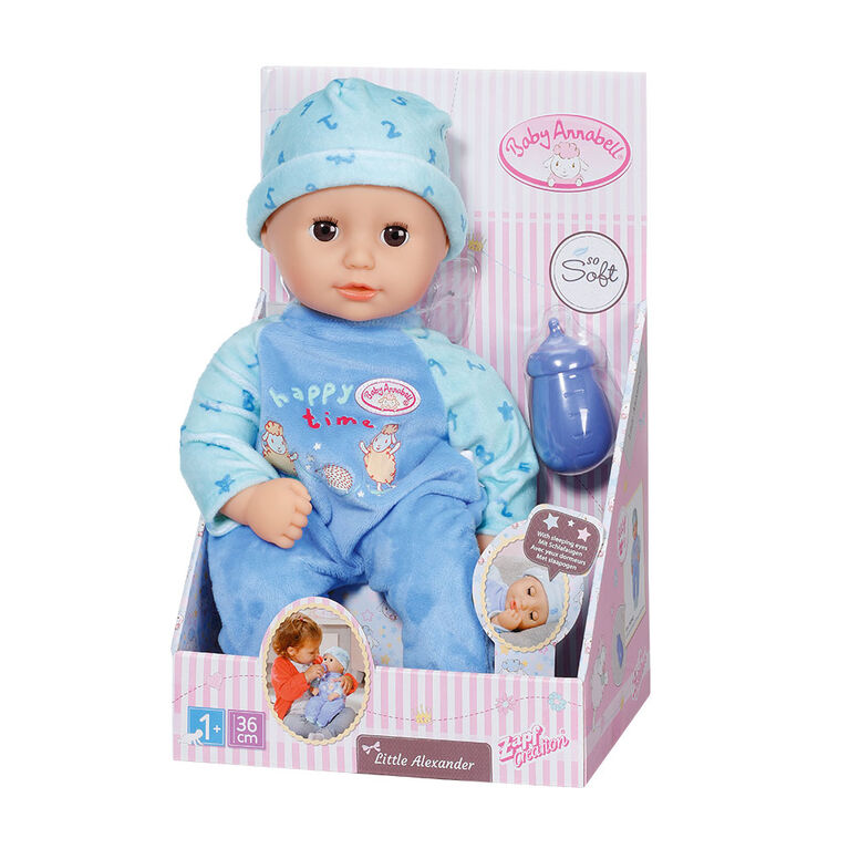 Petit Alexander Baby Annabell de 36 cm avec yeux somnolents, barboteuse et bonnet - Notre exclusivité