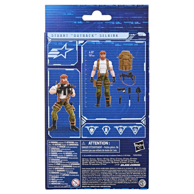 G.I. Joe Classified Series Stuart "Outback" Selkirk Action Figure 63 Collectible Toy, Accessories, Custom Package Art