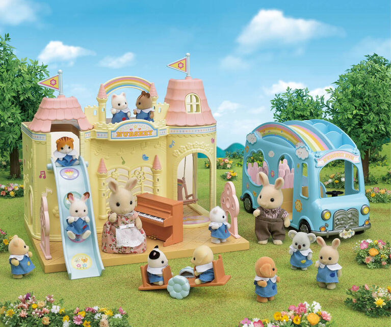 Calico Critters Nursery Friends, Set of 3 Collectible Doll Figures in Nursery School Outfits