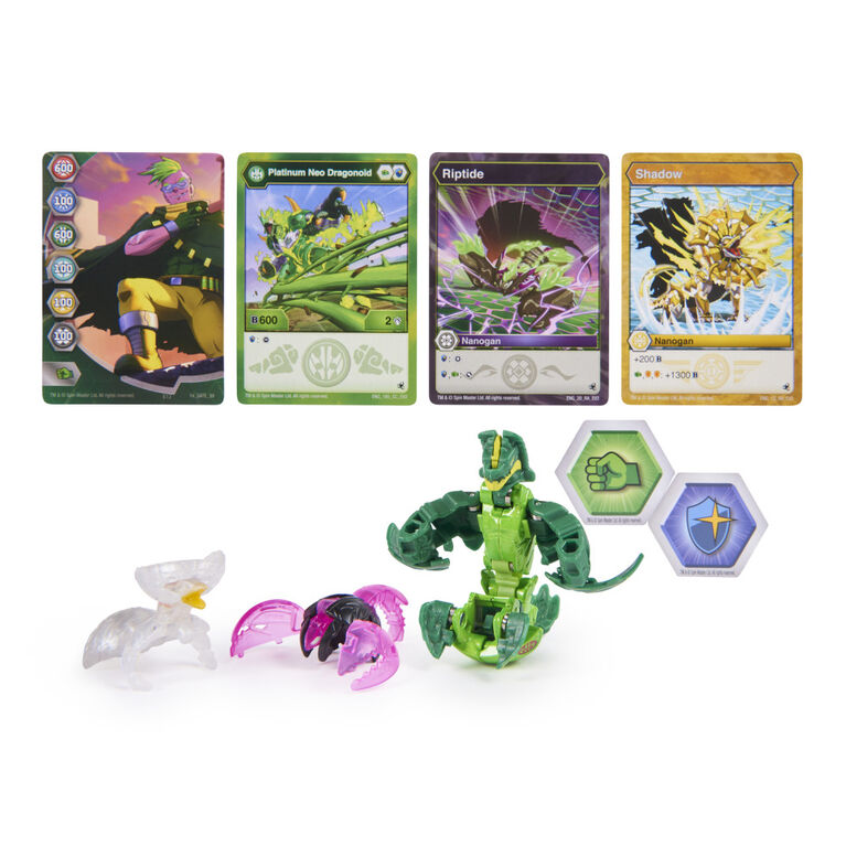 Bakugan Evolutions, Neo Dragonoid with Nano Shadow and Riptide Platinum Power Up Pack