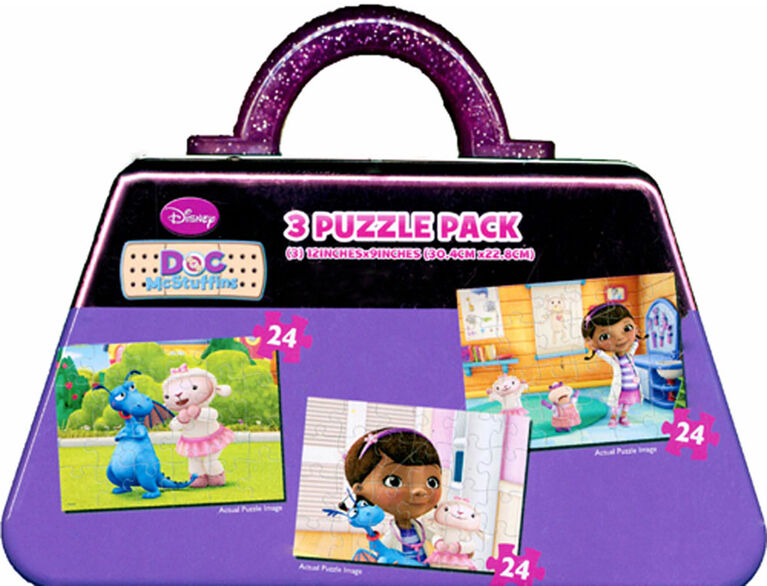 Disney Doc McStuffins 3 Pack of 24 Piece Jigsaw Puzzles in Tin Box