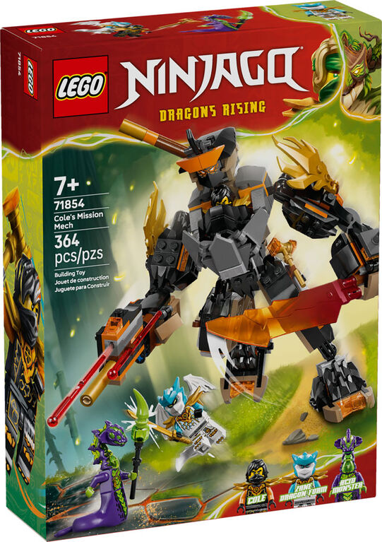 LEGO NINJAGO Cole's Mission Mech & Dragon Zane Building Toy for Boys, Girls, & Kids, Ages 7+ - 71854