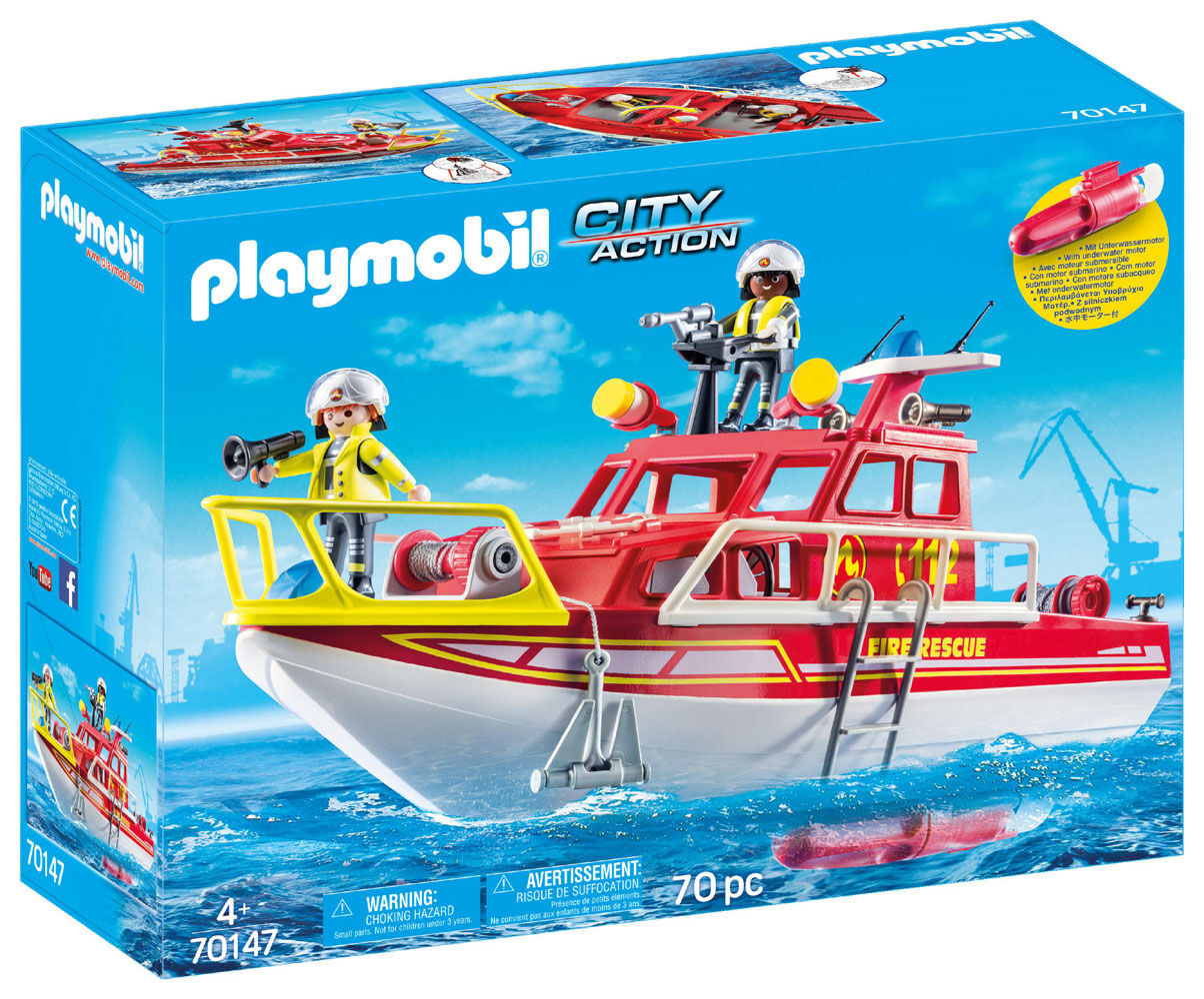 Bateau de sauvetage et pompiers Playmobil