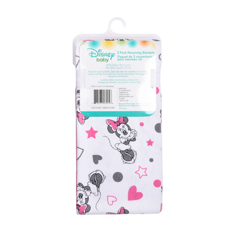 Disney Baby 3 Pack Receiving Blankets - Minnie Mouse