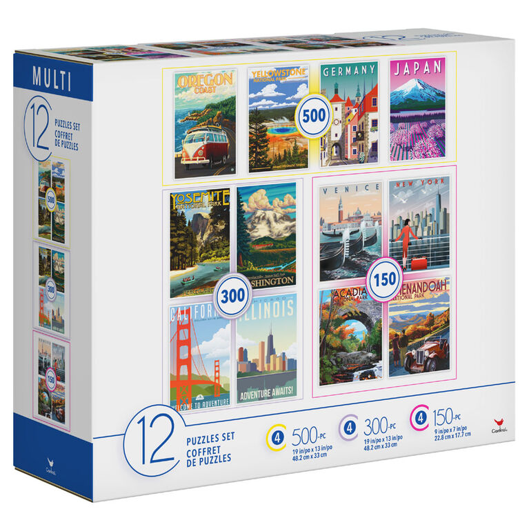 Family 12-Pack of Jigsaw Puzzles, Travel