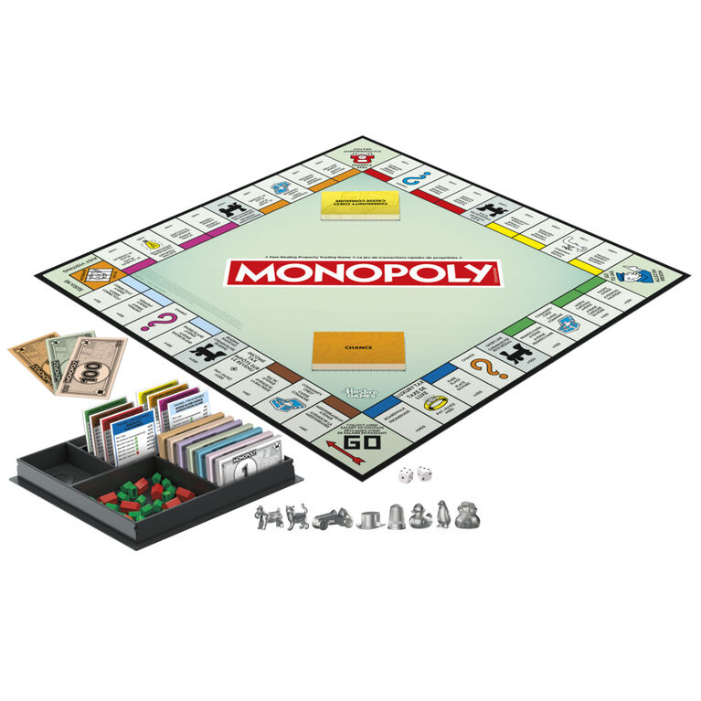 Monopoly Board Game with Storage Tray and Larger Tokens