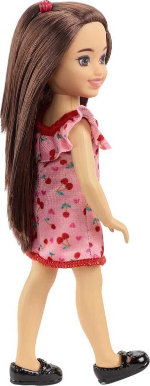 Barbie Chelsea Doll (Brunette) in Cherry-Print Dress