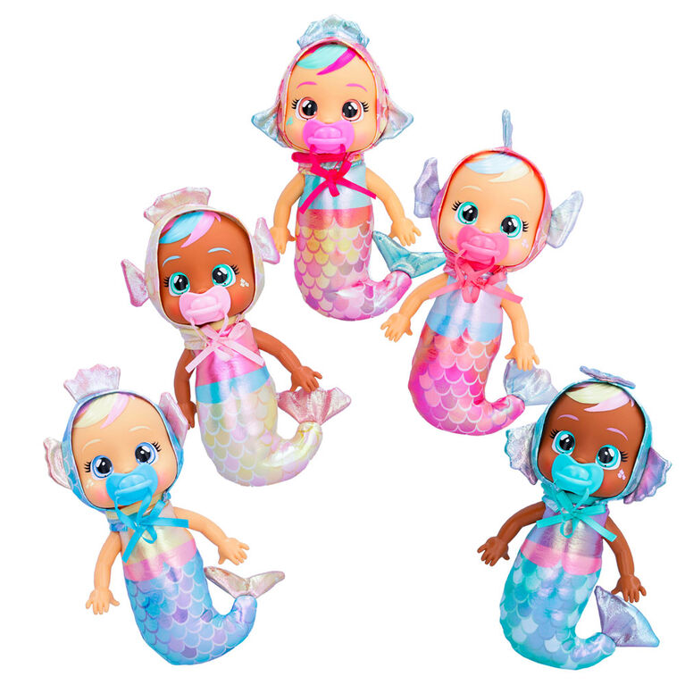 Cry Babies Tiny Cuddles Mermaids Giselle - 9" Baby Doll | Metallic Pajamas with Mermaid Tail