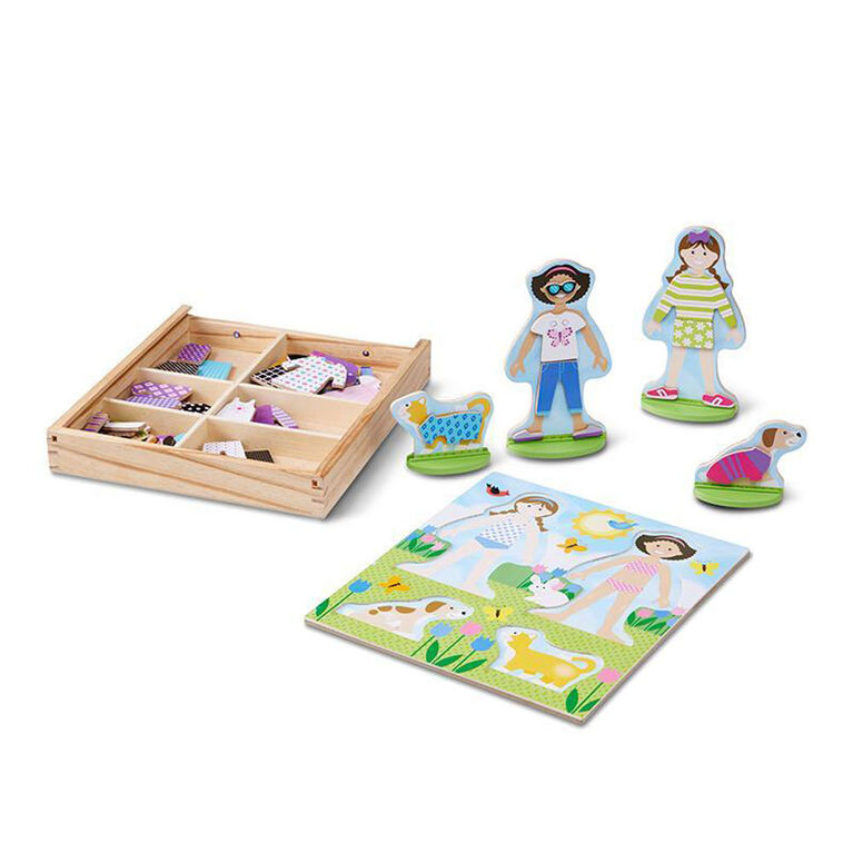Melissa & Doug Best Friends Magnetic Dress-Up Wooden Dolls Pretend Play Set - English Edition