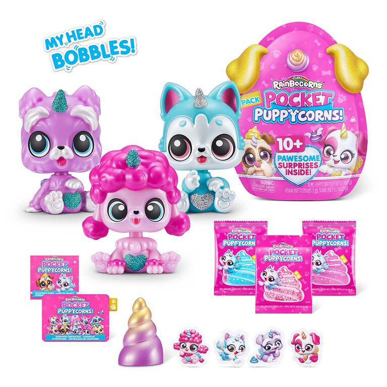 Ensemble de 3 Rainbocorn Puppycorn de poche par ZURU