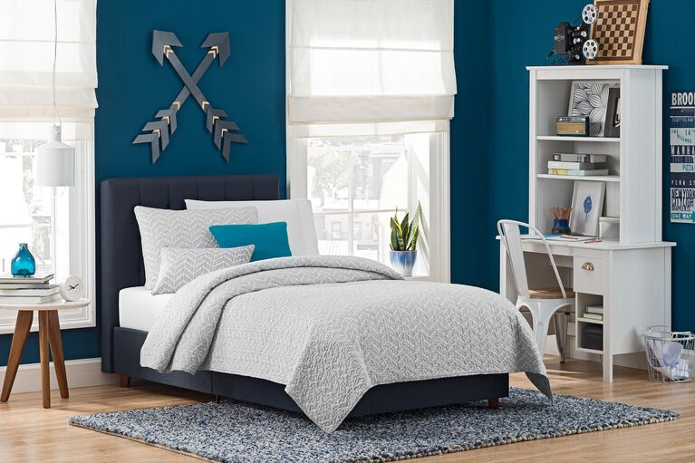 DHP Emily Upholstered Twin Bed - Navy