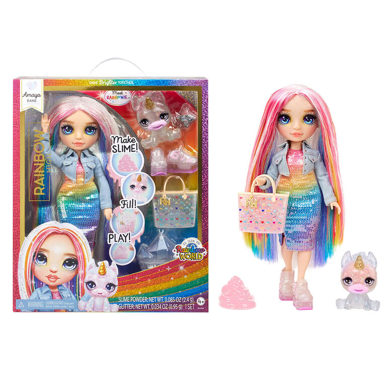 Rainbow High Amaya (Rainbow) with Slime Kit & Pet - Rainbow 11" Shimmer Doll