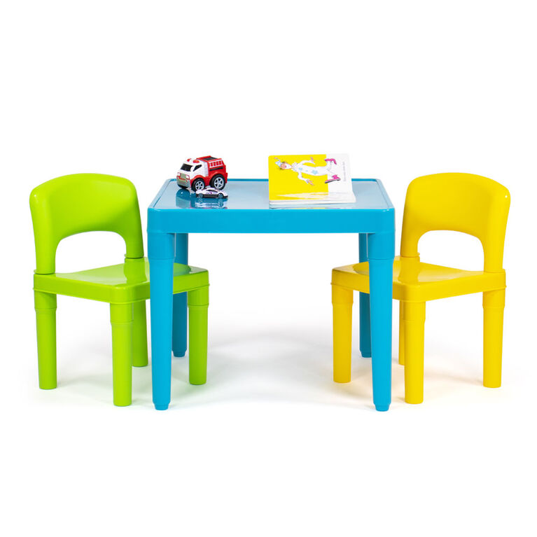 Kids Plastic Table and 2 Chairs, Aqua