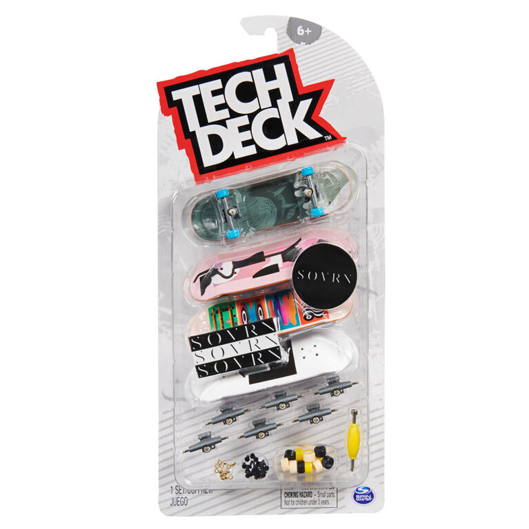 Tech Deck, Ultra DLX Fingerboard 4-Pack, Sovrn Skateboards, Collectible and Customizable Mini Skateboards